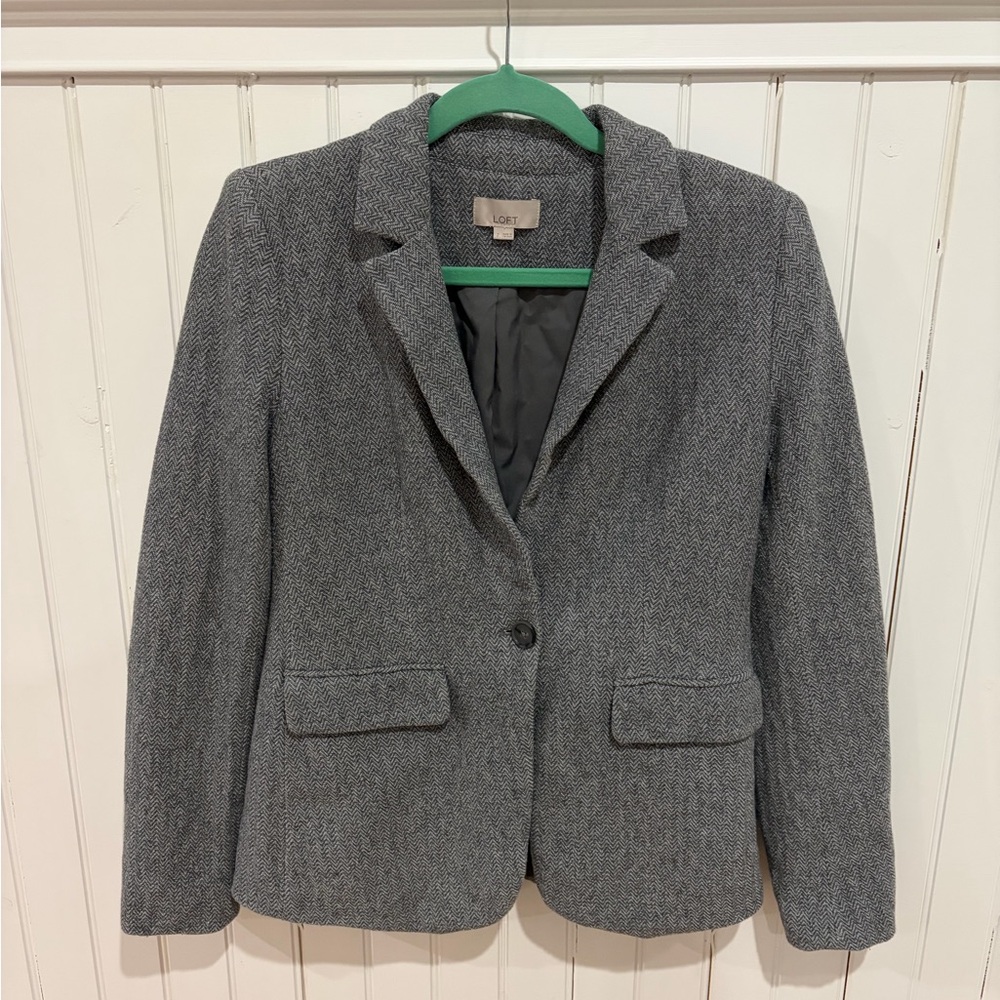 LOFT Herringbone Blazer (2)